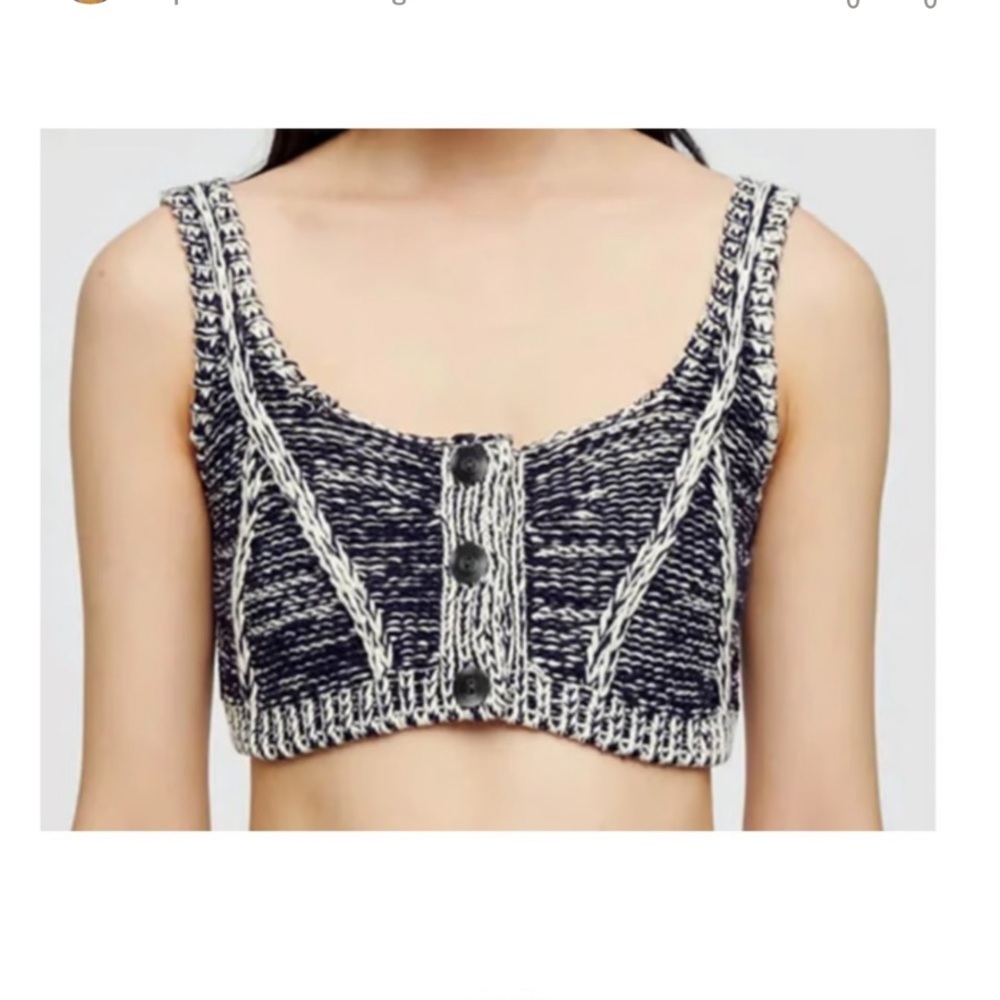 Re/Done Cutton Front Bra Top in Navy Combo.